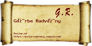 Görbe Radvány névjegykártya